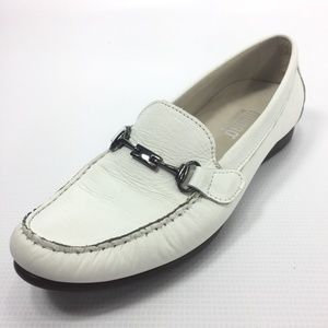 MUNRO American Horsebit White Leather Loafers 8.5